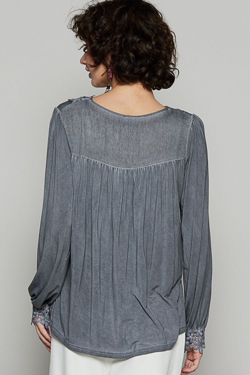 POL Floral Lace Boho Blouse