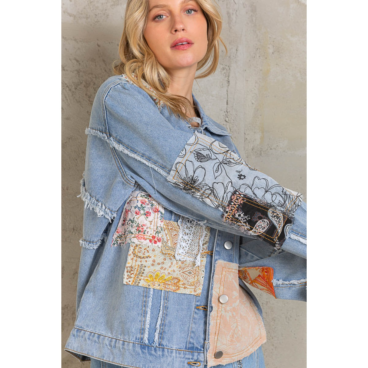 POL Patchwork Jean Jacket