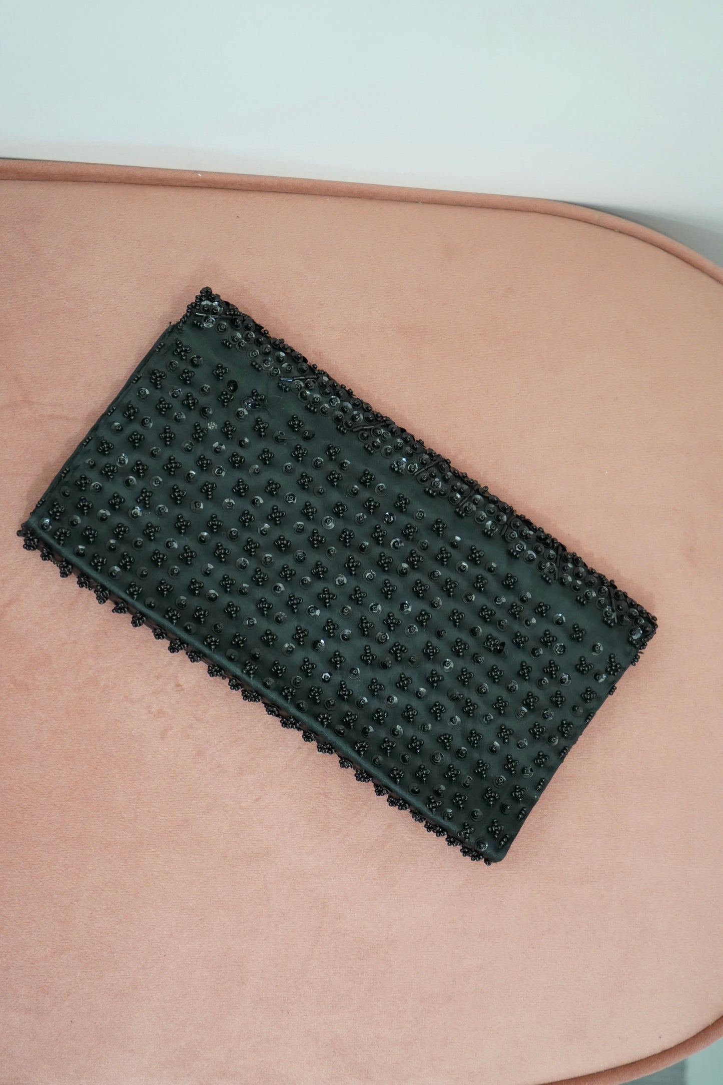 Vintage Black Beaded Clutch