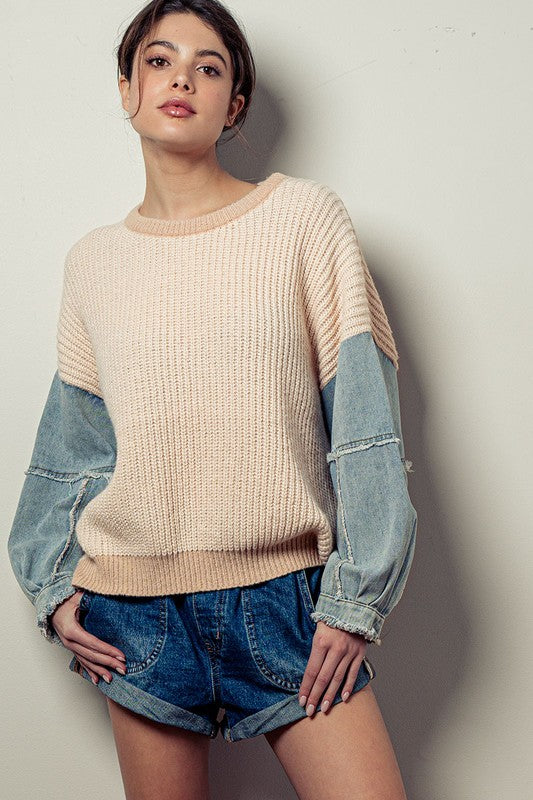 Urban Daizy Denim Sleeved Sweater