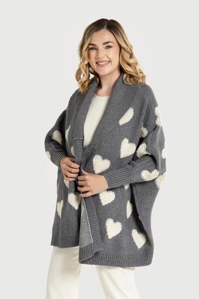 SAACHI Ribbed Knit Heart Cardigan