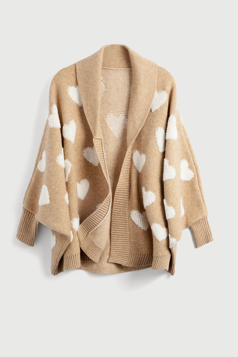 SAACHI Ribbed Knit Heart Cardigan