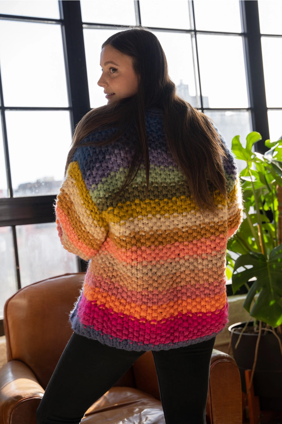 SAACHI Rainbow Knitted Cardigan Kimono