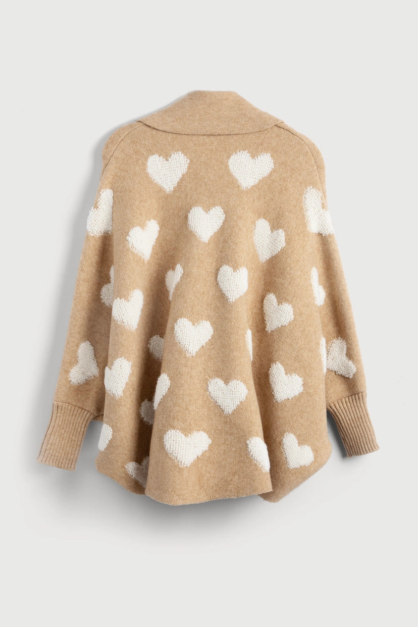 SAACHI Ribbed Knit Heart Cardigan