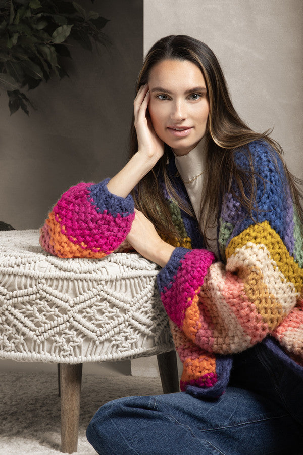 SAACHI Rainbow Knitted Cardigan Kimono