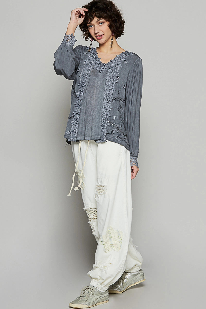 POL Floral Lace Boho Blouse