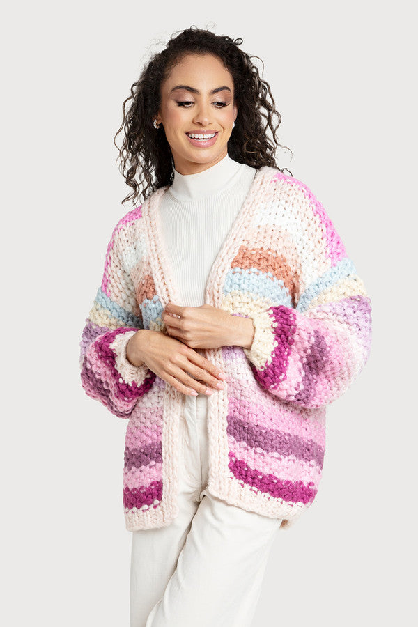 SAACHI Rainbow Knitted Cardigan Kimono