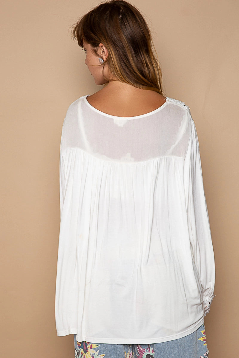 POL Floral Lace Boho Blouse