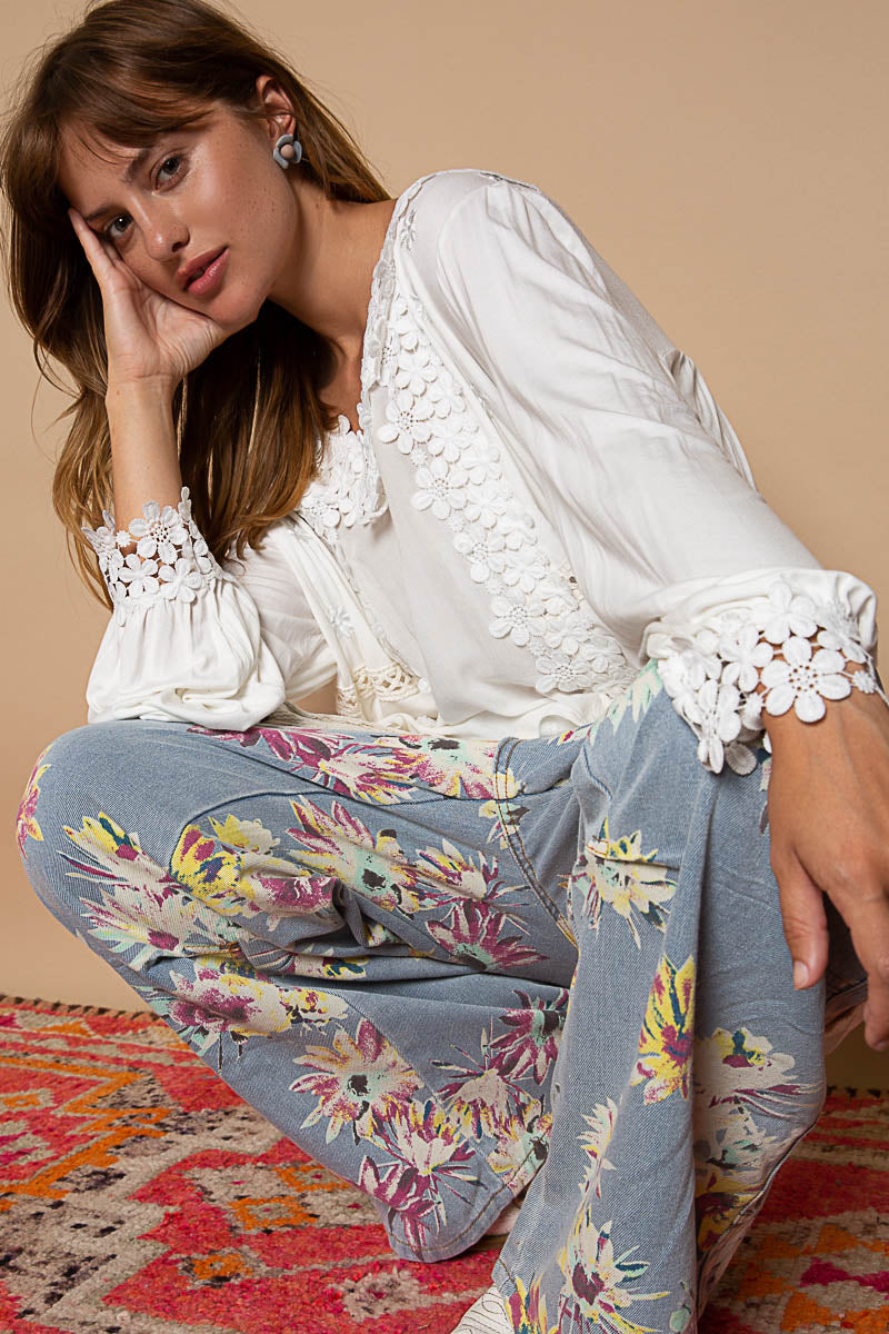POL Floral Lace Boho Blouse