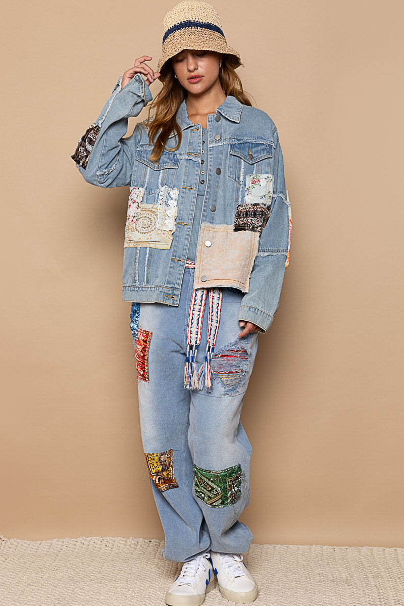 POL Patchwork Jean Jacket