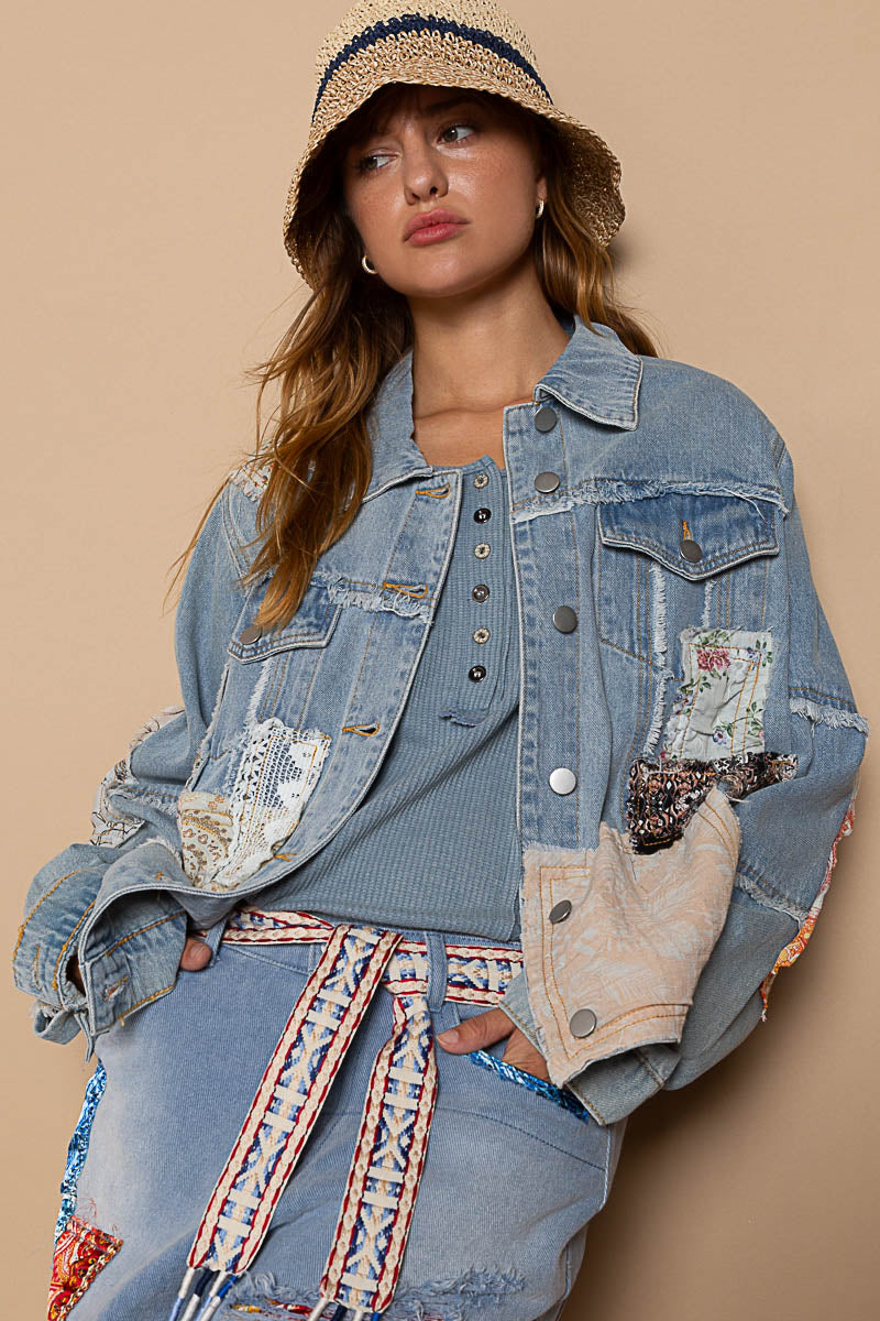 POL Patchwork Jean Jacket