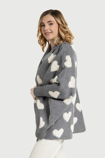 SAACHI Ribbed Knit Heart Cardigan