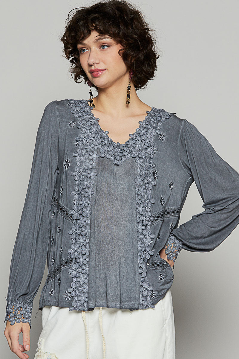 POL Floral Lace Boho Blouse