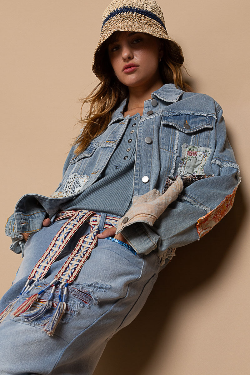 POL Patchwork Jean Jacket