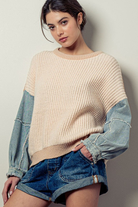 Urban Daizy Denim Sleeved Sweater