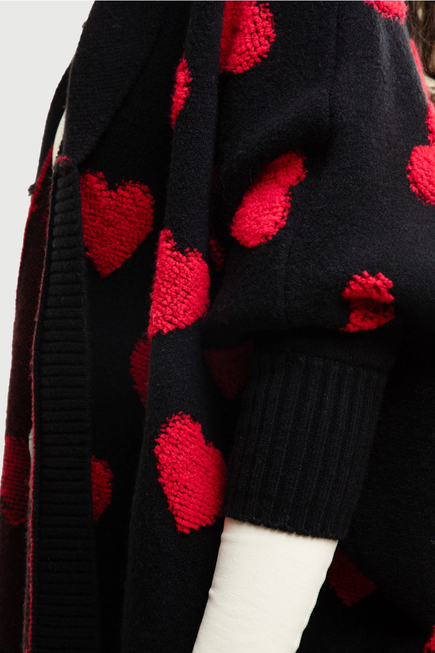 SAACHI Ribbed Knit Heart Cardigan