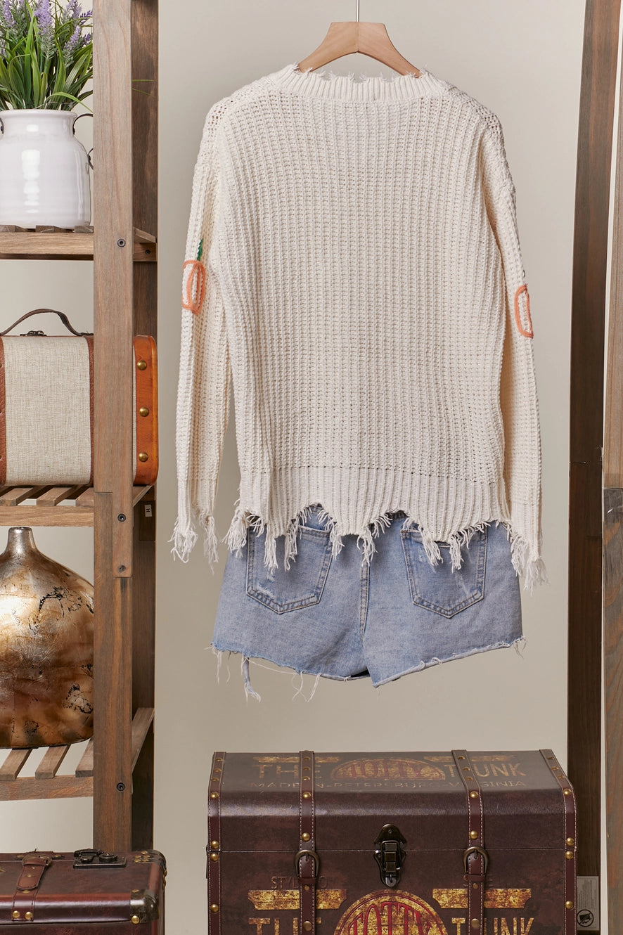 Mello. Distressed Pumpkin Sweater