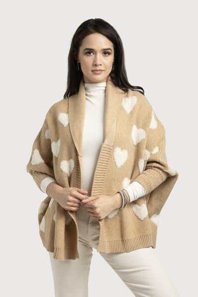 SAACHI Ribbed Knit Heart Cardigan