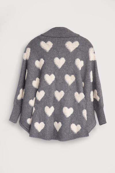 SAACHI Ribbed Knit Heart Cardigan