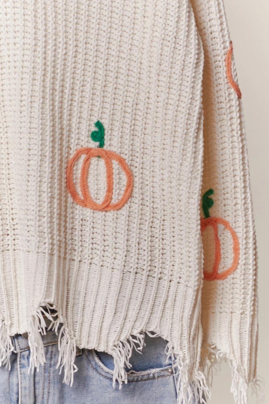Mello. Distressed Pumpkin Sweater