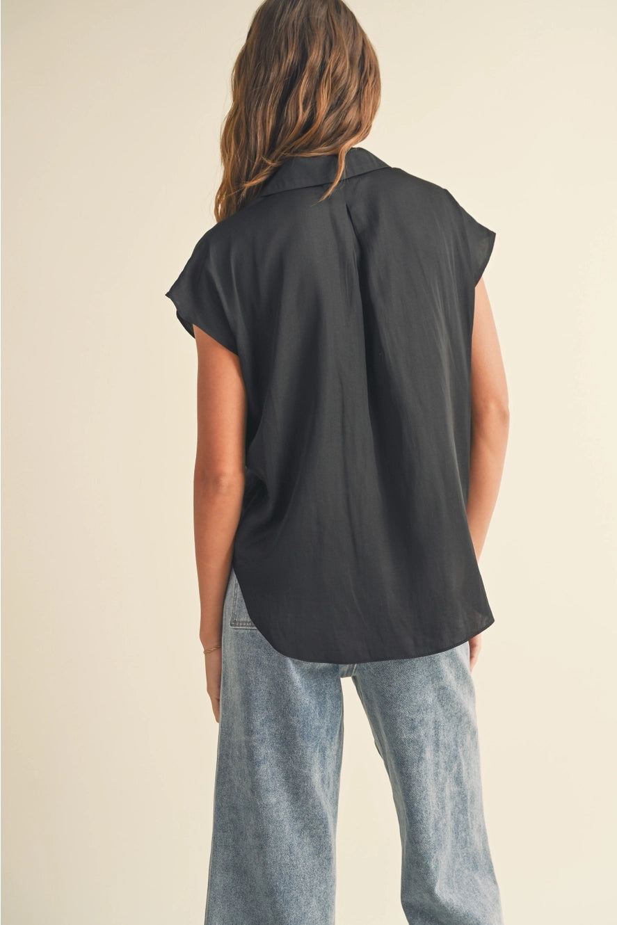MIOU MUSE Cap Sleeve Button Down