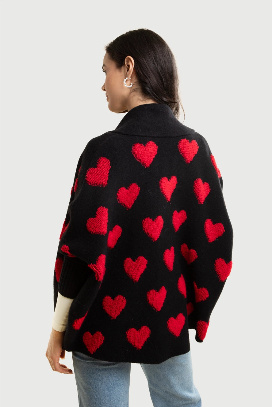 SAACHI Ribbed Knit Heart Cardigan