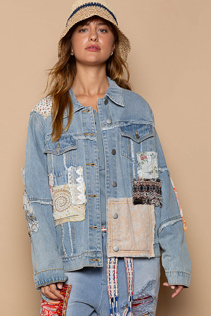 POL Patchwork Jean Jacket