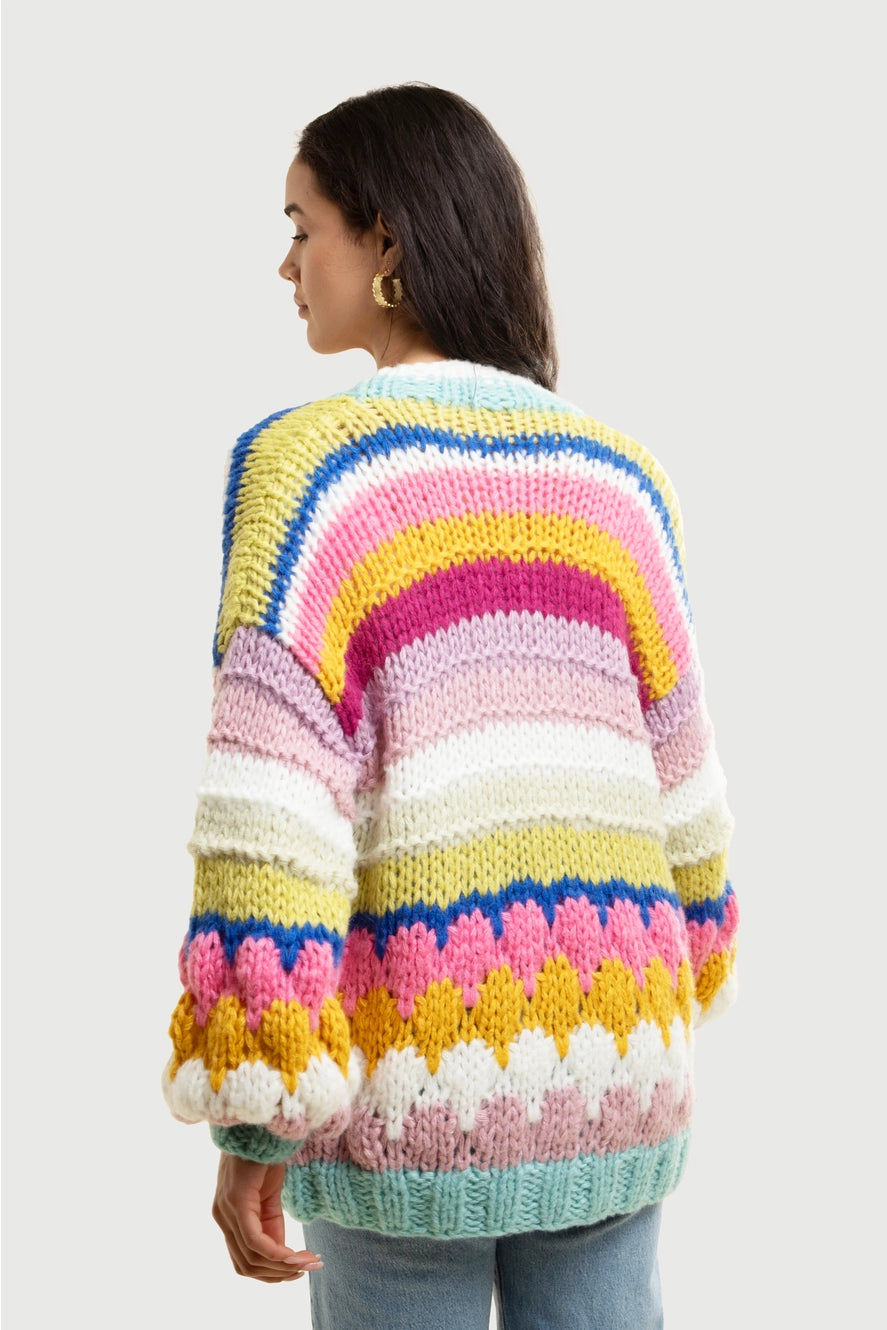 SAACHI Knitted Rainbow Bubble Stitch Cardigan