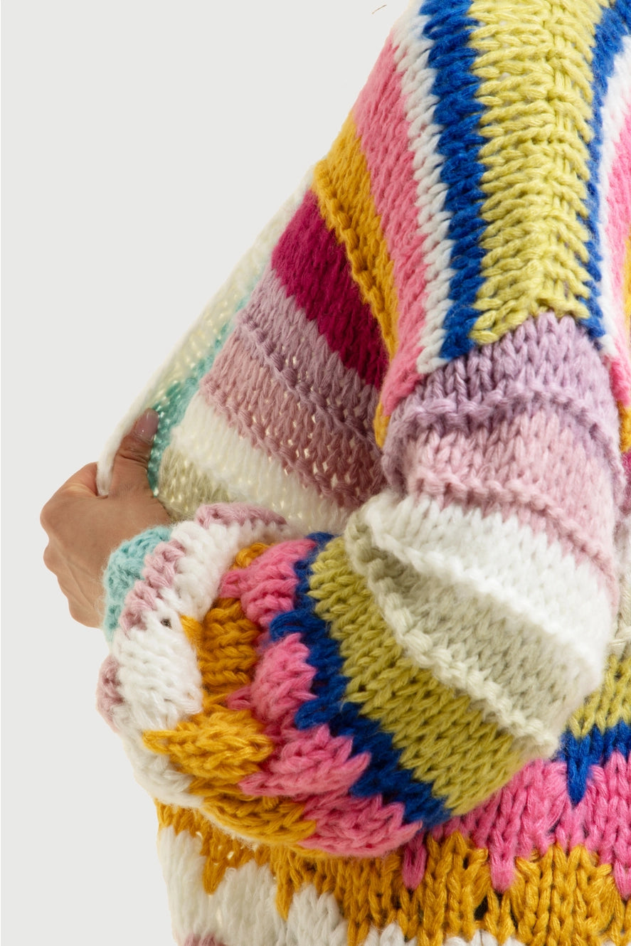 SAACHI Knitted Rainbow Bubble Stitch Cardigan