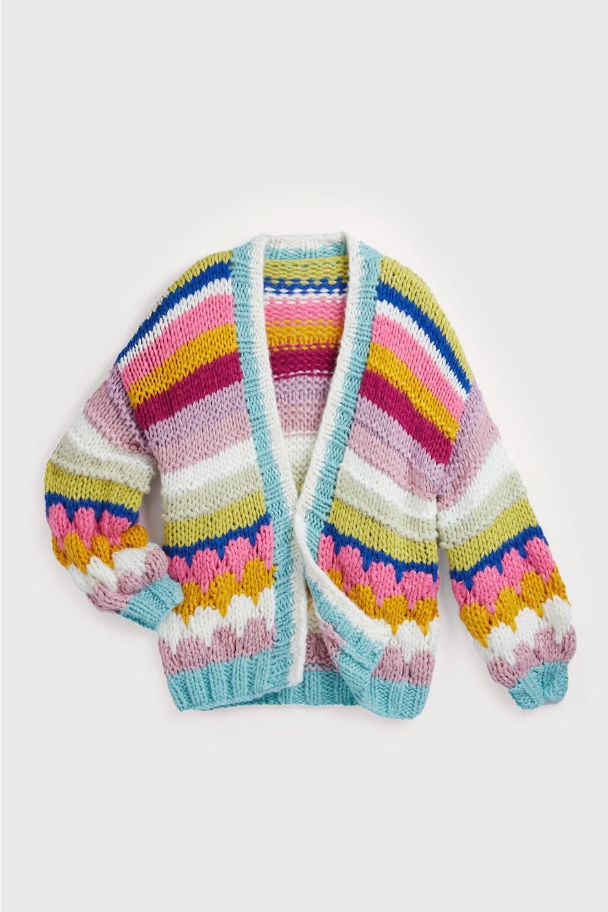 SAACHI Knitted Rainbow Bubble Stitch Cardigan