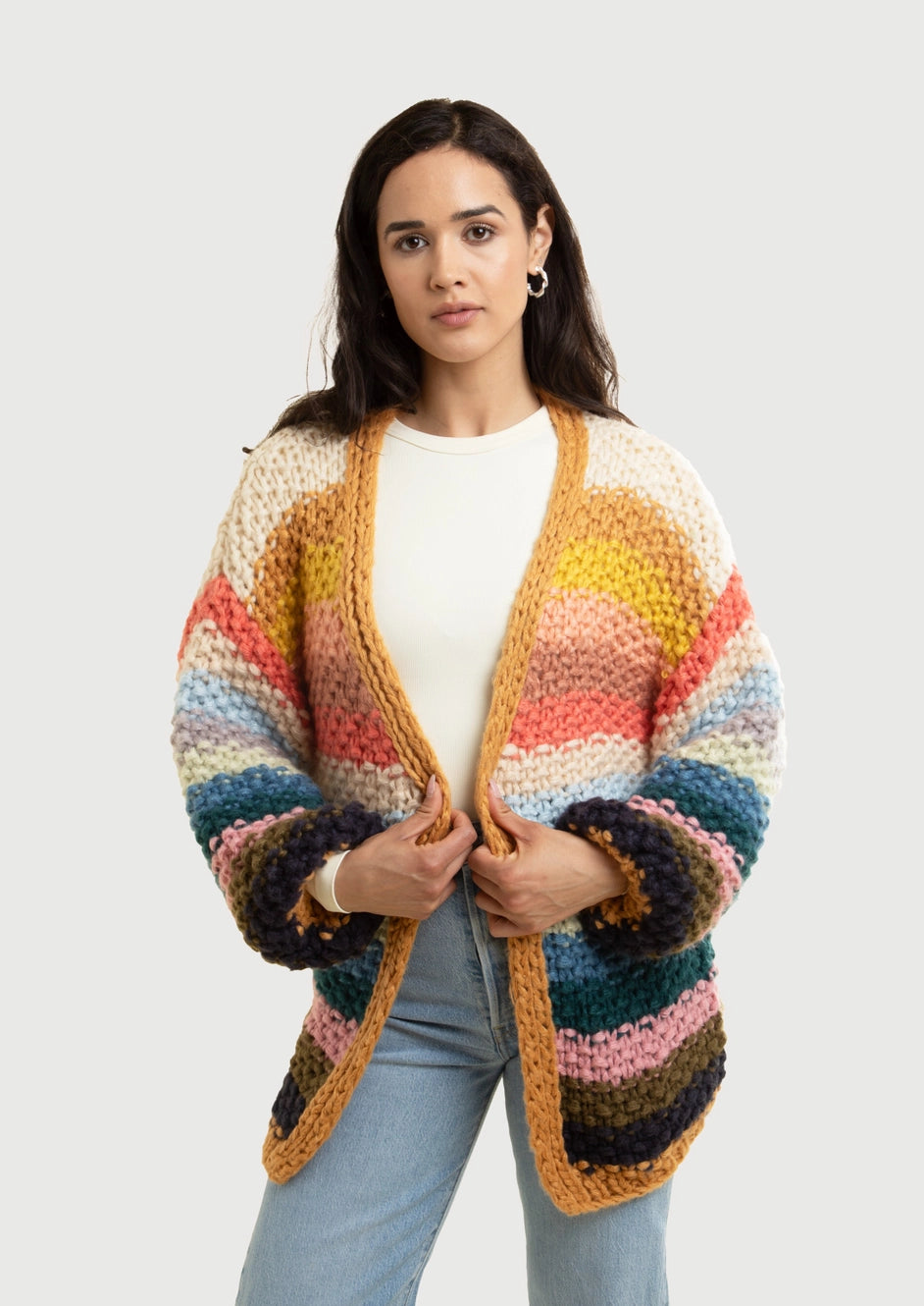 SAACHI Rainbow Knitted Cardigan Kimono