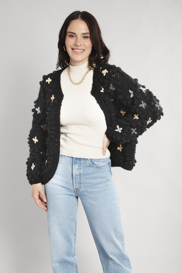 SAACHI Pom Pom Knitted Cross Cardigan