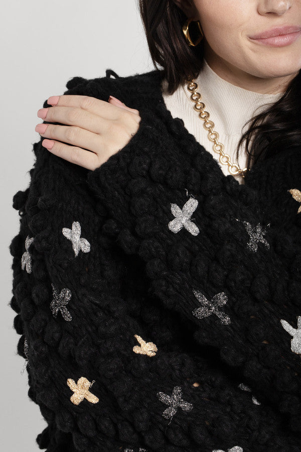 SAACHI Pom Pom Knitted Cross Cardigan