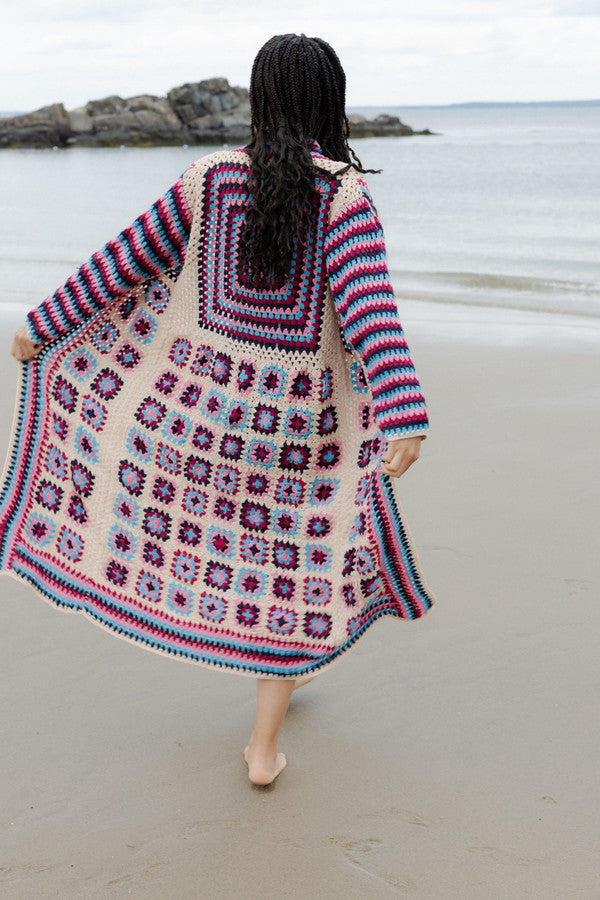 SAACHI Crochet Cotton Granny Square Kimono