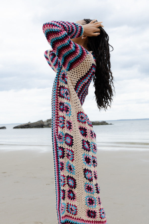 SAACHI Crochet Cotton Granny Square Kimono