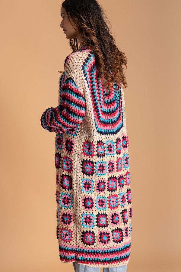 SAACHI Crochet Cotton Granny Square Kimono