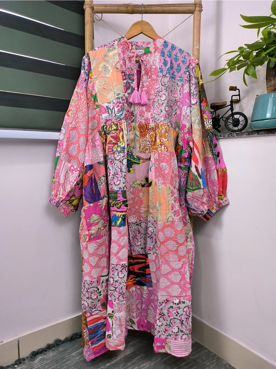 The Eastern Loom Pink Patchwork Dress