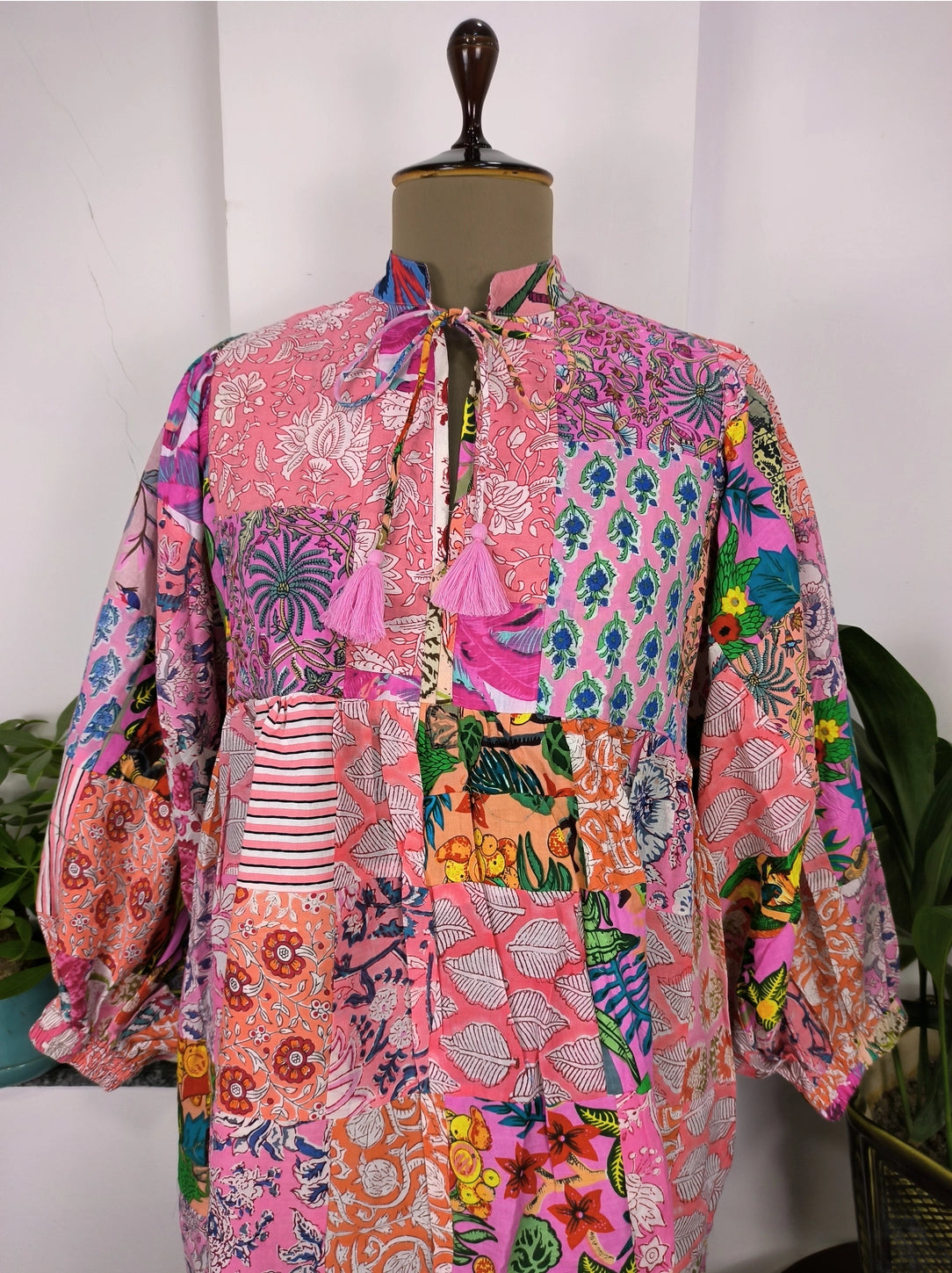 The Eastern Loom Pink Patchwork Dress