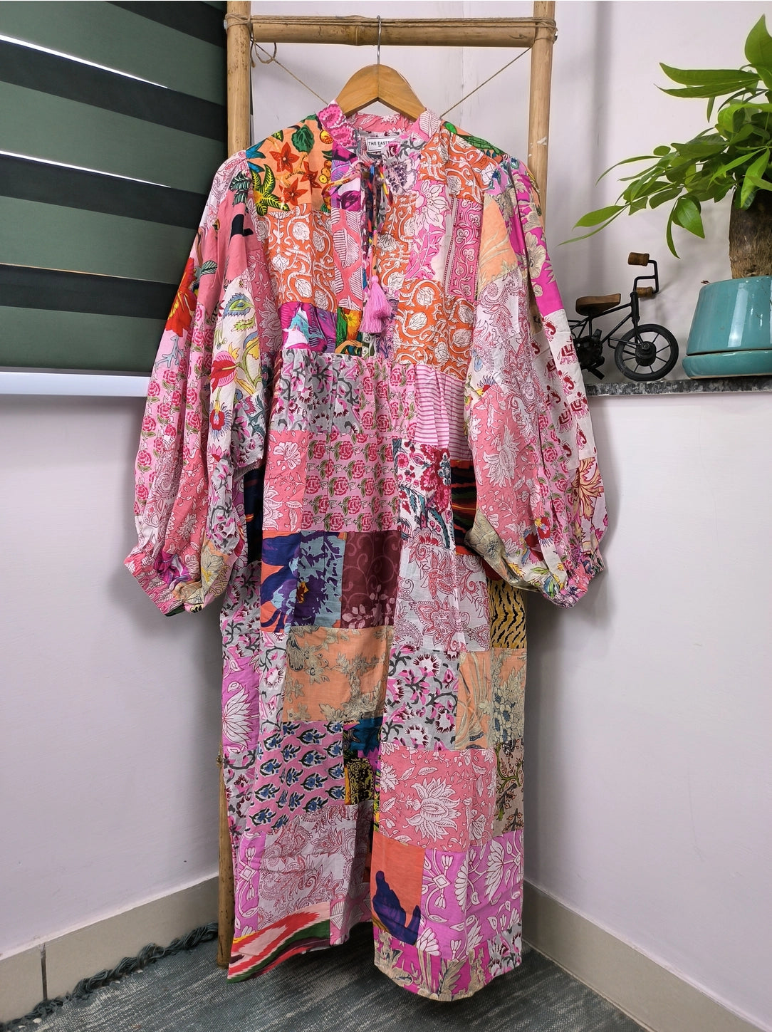 The Eastern Loom Pink Patchwork Dress