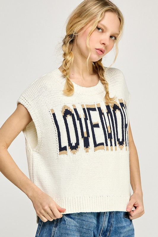 Miss Love “Love More” Sleeveless Sweater