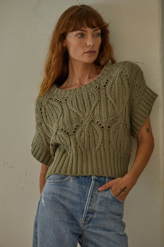 By Together Green Short Sleeve Sweater