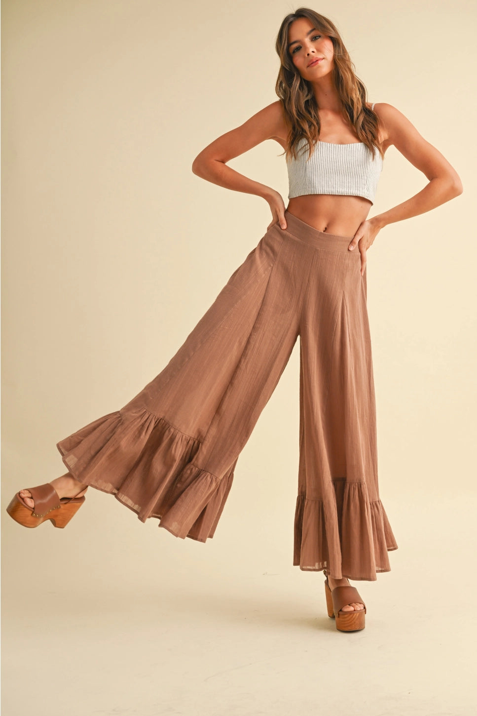 MIOU MUSE Bell Bottom Flowy Pants