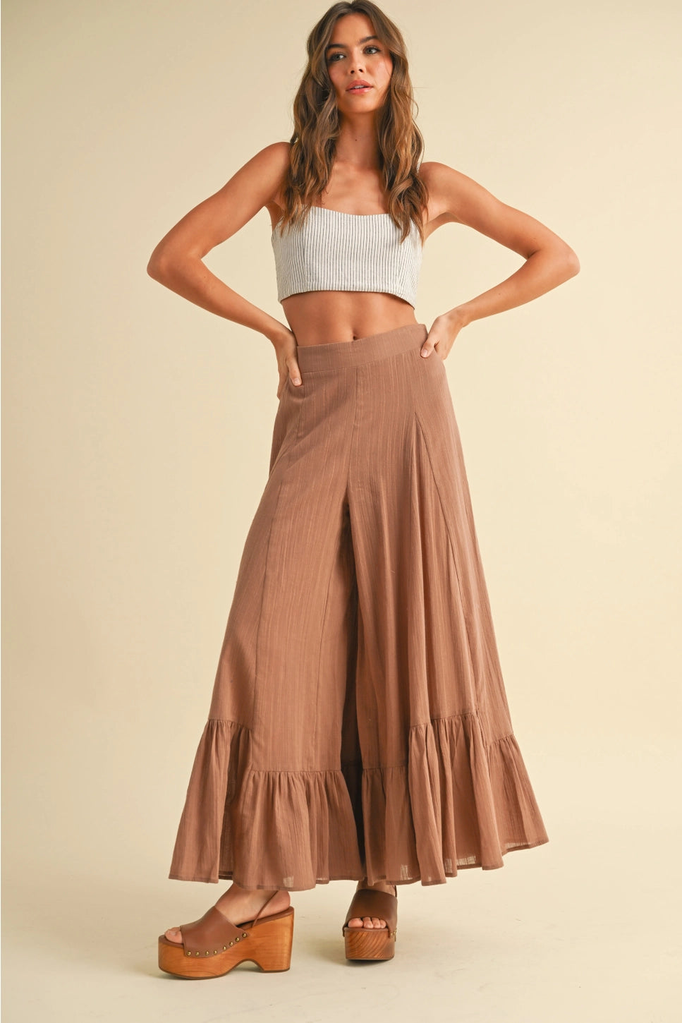MIOU MUSE Bell Bottom Flowy Pants