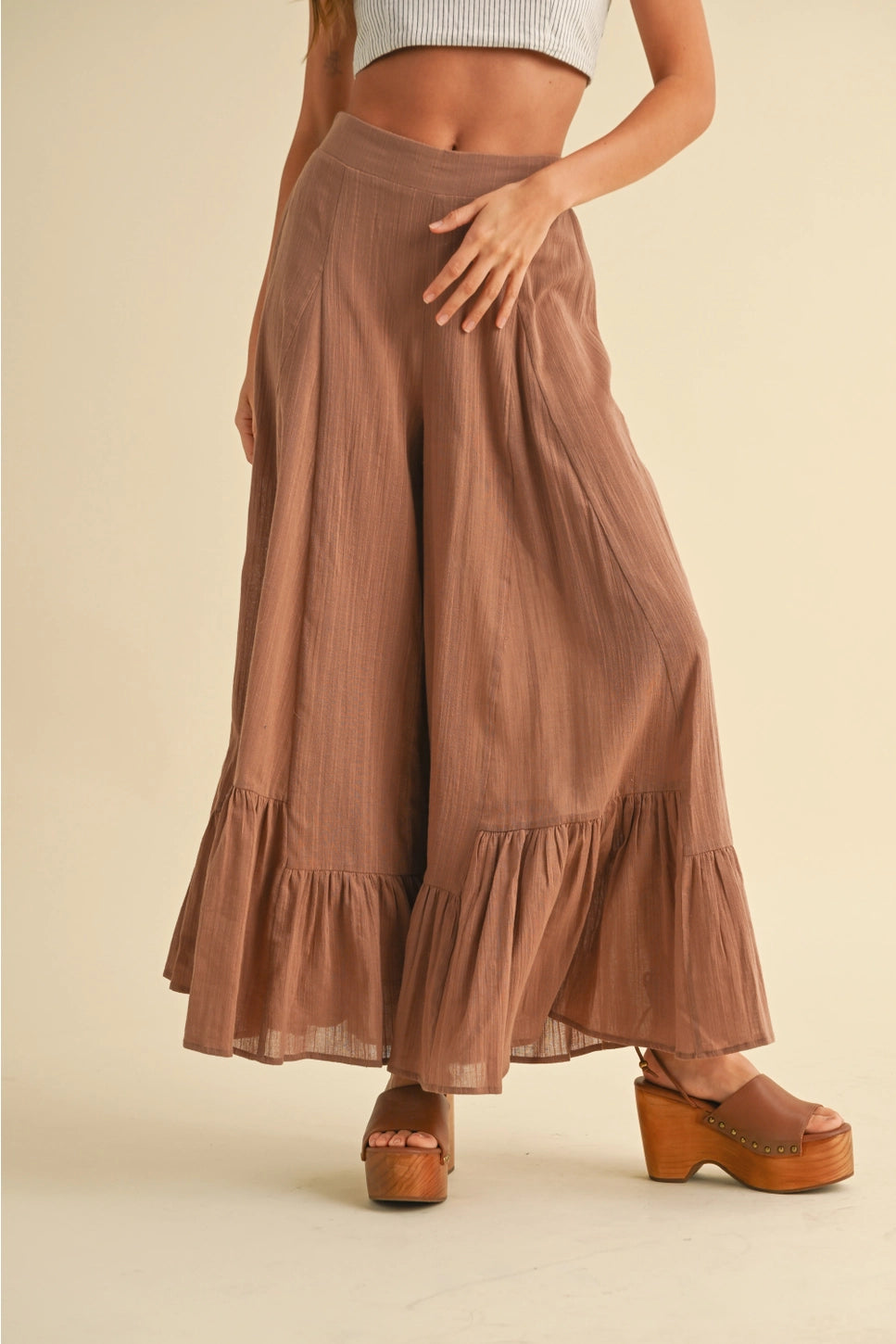 MIOU MUSE Bell Bottom Flowy Pants