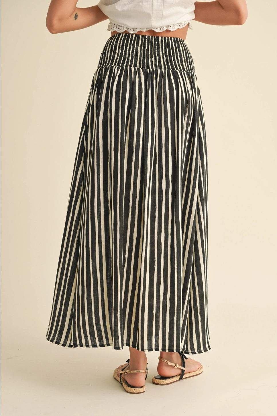 MIOU MUSE Black & White Pinstripe Skirt