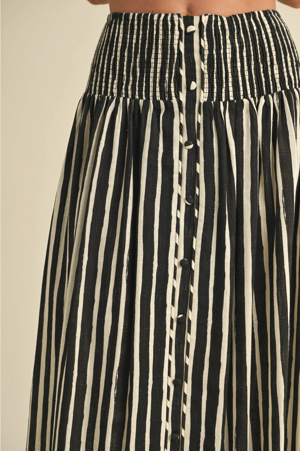 MIOU MUSE Black & White Pinstripe Skirt