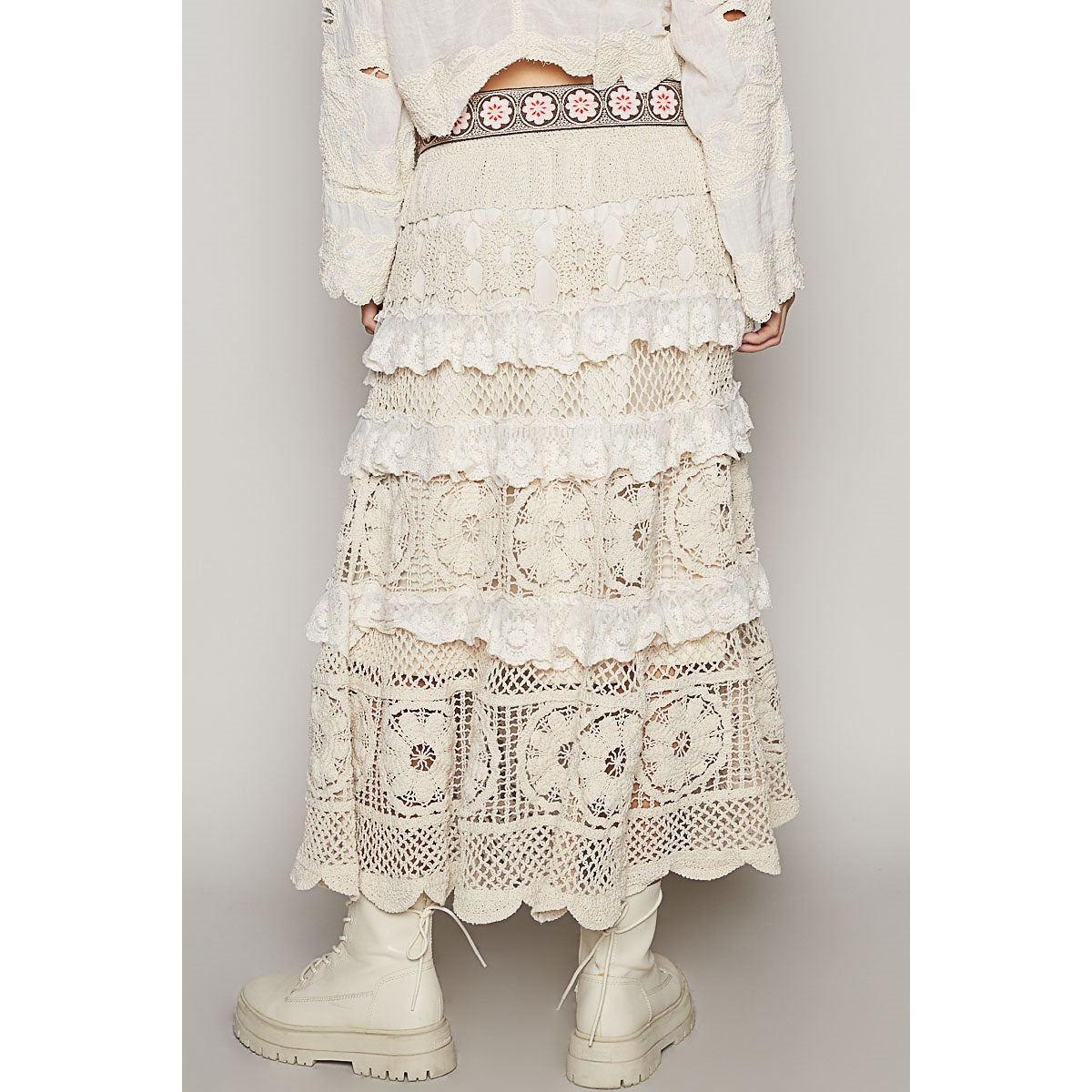 POL Crochet Skirt with Lace Ruffle