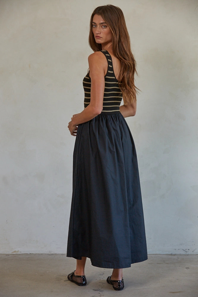 By Together Striped Ribbed Bodice Dress