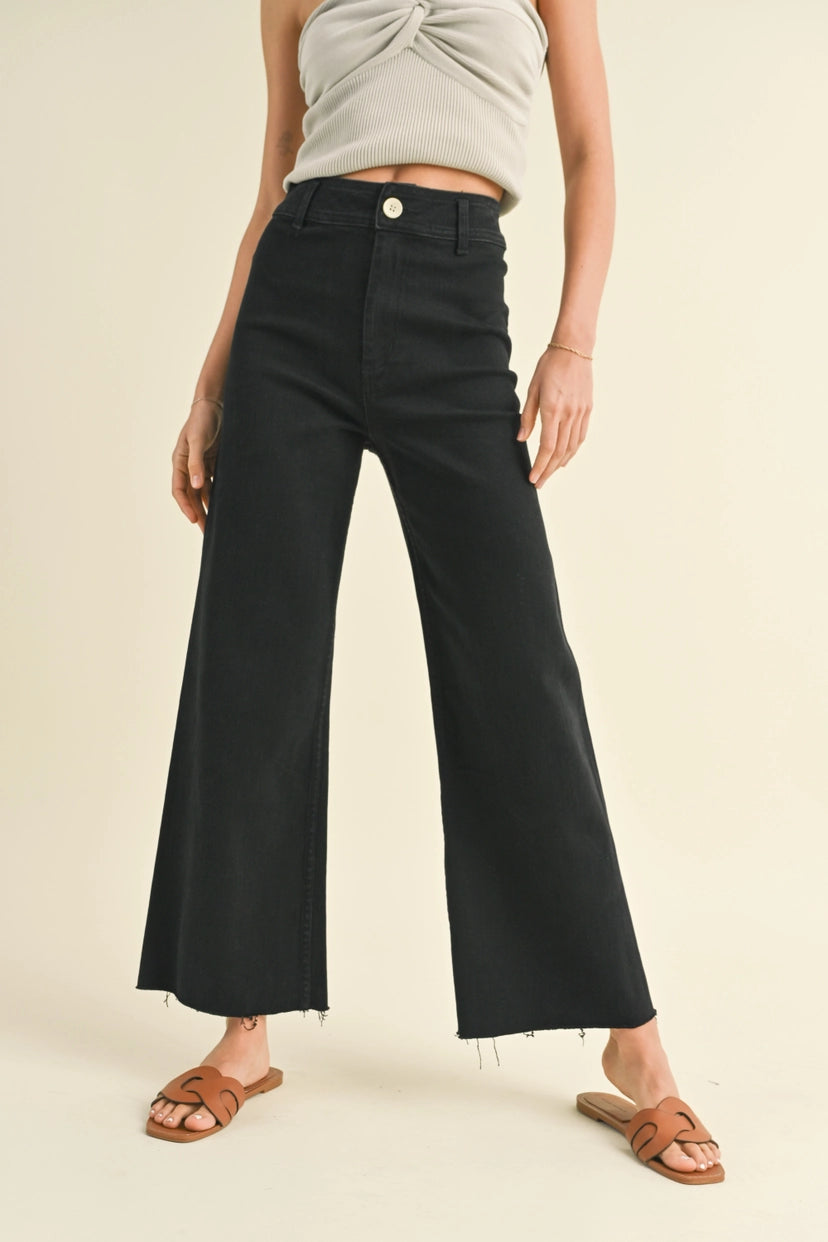 MIOU MUSE Black Straight Leg Denim Pants