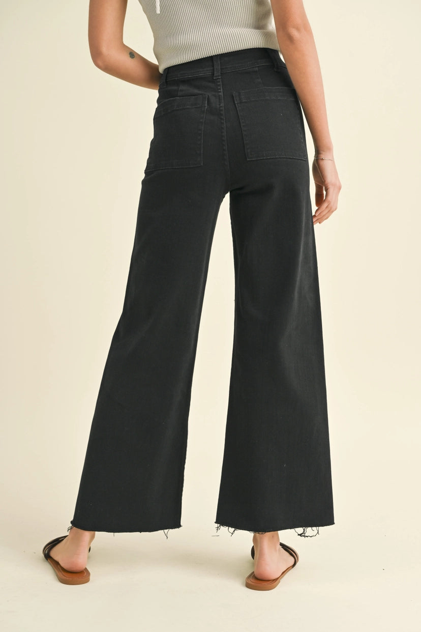 MIOU MUSE Black Straight Leg Denim Pants